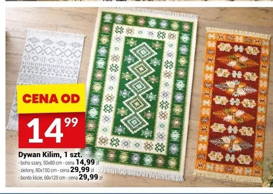 Dywan Kilim bordo liście 60x120cm promocja w Twój Market