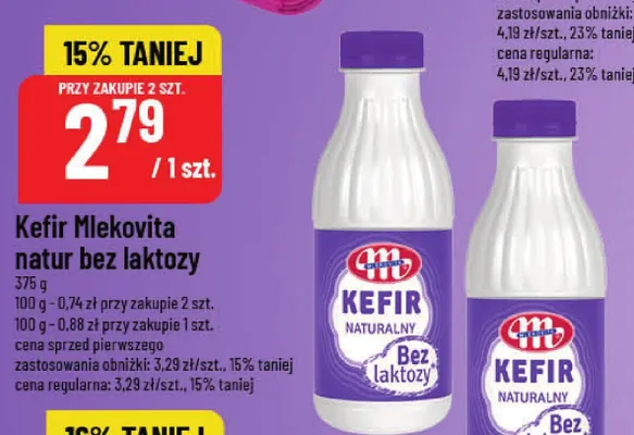Kefir natur bez laktozy Mlekovita promocja w POLOmarket