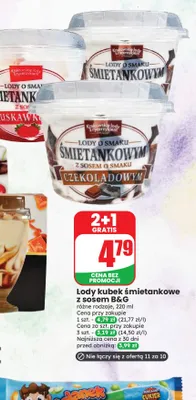 Lody kubek śmietankowe B & G promocja w Dino