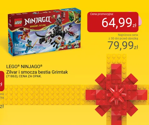 Klocki LEGO NINJAGO Zilvar i smocza bestia Grimtak 71863 promocja w Smyk