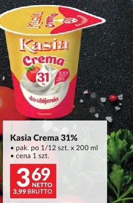 Śmietana Kasia Crema 31% do ubijania promocja w Makro