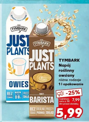 Napój roślinny owsiany Tymbark Just Plants owies promocja w Kaufland