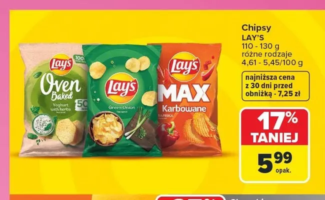 Chipsy Lay's zielona cebulka promocja w Carrefour