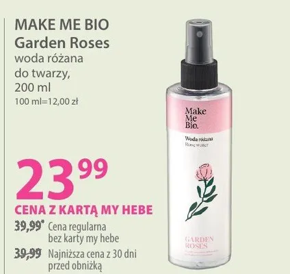 Woda różana MAKE ME BIO Garden Roses woda różana do twarzy promocja w Hebe