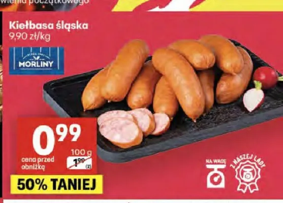 Kiełbasa śląska Morliny promocja w Delikatesy Centrum