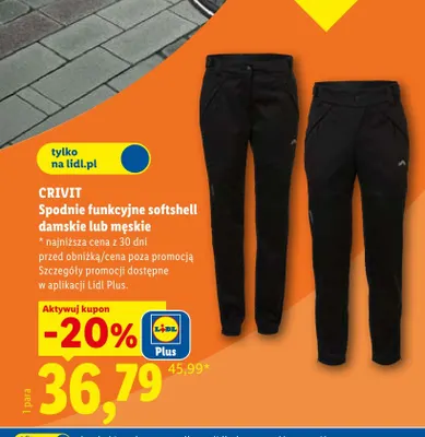Spodnie funkcyjne softshell męskie Crivit promocja w Lidl
