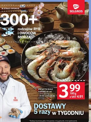 Krewetki białe surowe 40-60 promocja w Selgros
