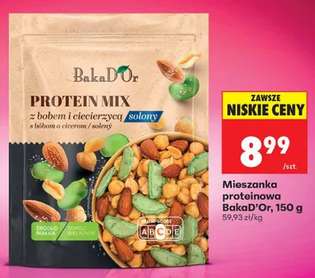 Mieszanka proteinowa BakaD'Or Protein Mix z bobem i ciecierzycą solona promocja w Biedronka