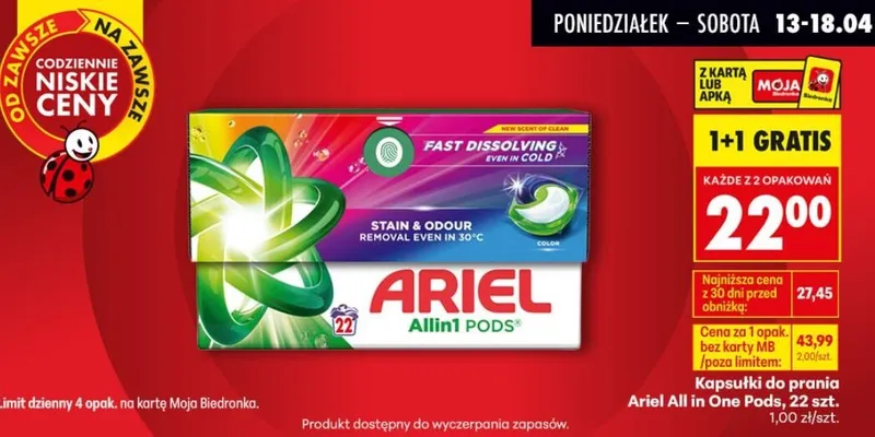 Kapsułki do prania All in One Pods promocja w Biedronka