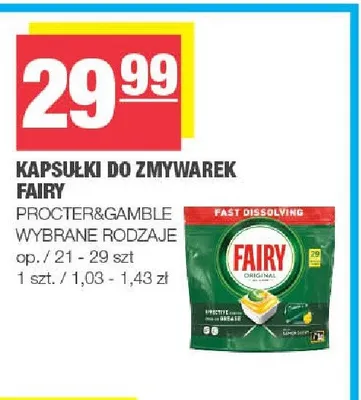 Kapsułki do zmywarek Fairy promocja w SPAR