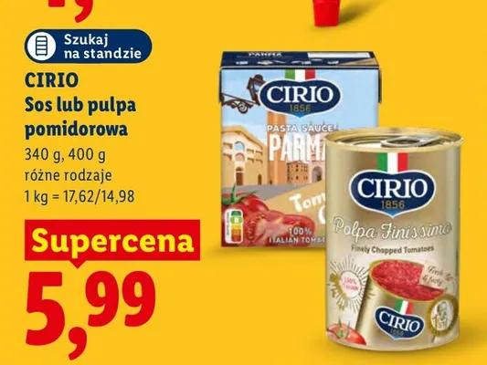Pulpa pomidorowa Cirio promocja w Lidl