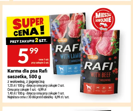 Karma dla psa Rafi saszetka z wołowiną promocja w Twój Market