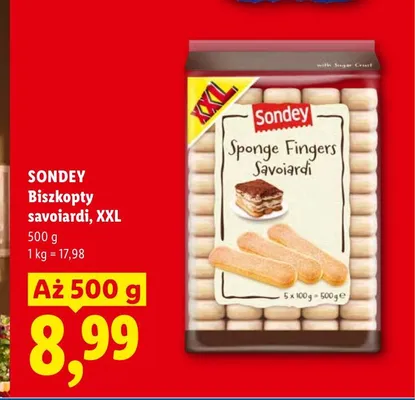 Biszkopty savoiardi Sondey XXL promocja w Lidl