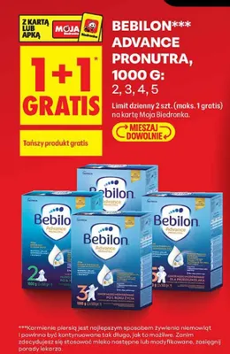 Mleko modyfikowane Bebilon Advance Pronutra 2 promocja w Biedronka