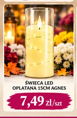 Świeca LED oplatana 15 cm Agnes promocja w emma MARKET