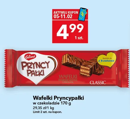 Wafelki Pryncypałki w czekoladzie 170 g promocja w LEWIATAN