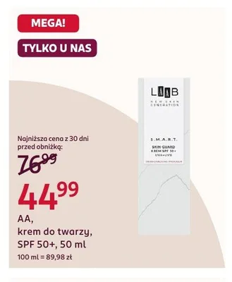Krem do twarzy SPF 50+ AA S.M.A.R.T. Skin Guard promocja w Rossmann