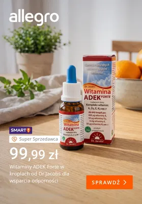 Witaminy ADEK Forte w kroplach od Dr Jacobs dla wsparcia odporności promocja w Allegro
