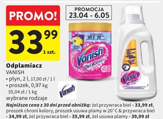 Odplamiacz Vanish wybrane rodzaje 1l promocja w Intermarche