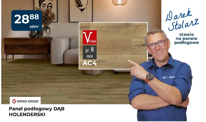 Panel podłogowy Swiss Krono Dąb Holenderski 8 mm AC4 promocja w PSB Mrówka