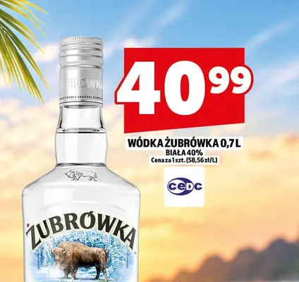 Wódka Żubrówka Biała 40% promocja w TOPAZ