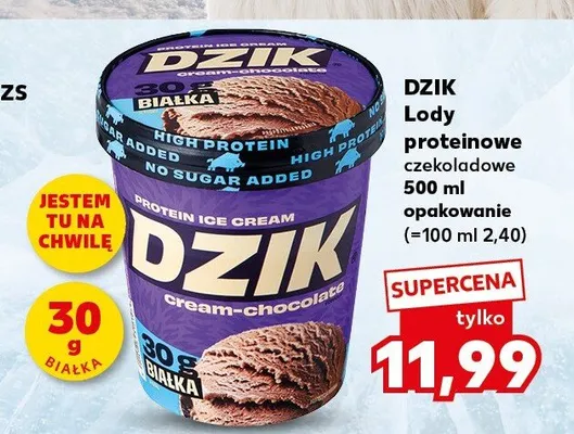 Lody proteinowe czekoladowe Dzik promocja w Kaufland