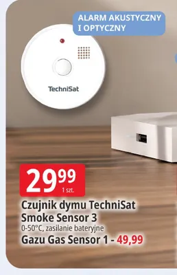 Czujnik dymu TechniSat Smoke Sensor 3 0-50°C zasilanie bateryjne promocja w Leclerc