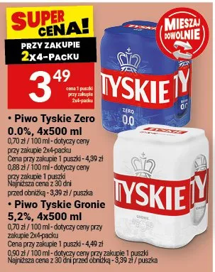 Piwo Tyskie Zero 0.0% promocja w Twój Market