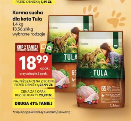 Karma sucha dla kota Tula promocja w Delikatesy Centrum