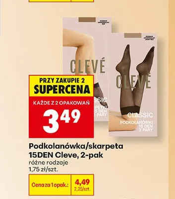 Podkolanówki damskie 15DEN Cleve 2-pak promocja w Biedronka