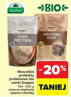 Wszystkie produkty proteinowe bio marki Dragon Superfoods promocja w Carrefour