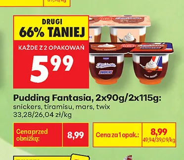 Pudding Fantasia Mars 2-pak promocja w Biedronka