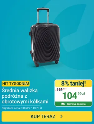 Średnia walizka podróżna z obrotowymi kółkami Erli promocja w ERLI