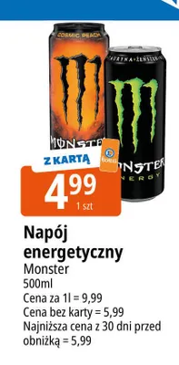 Napój energetyczny Monster promocja w Leclerc