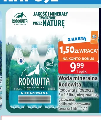 Woda mineralna Rodowita z Roztocza niegazowana 6-pak promocja w Leclerc