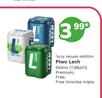 Piwo bezalkoholowe Lech Free Limonka Mięta promocja w Limonka