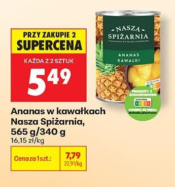 Ananas w kawałkach Nasza Spiżarnia promocja w Biedronka