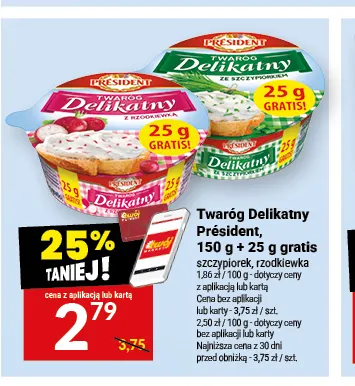 Twaróg Delikatny Président szczypiorek promocja w Twój Market