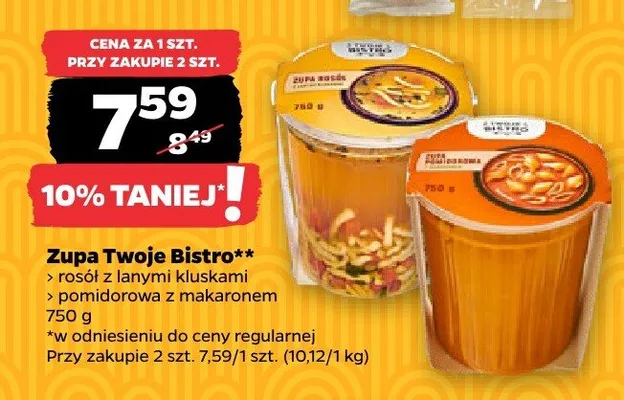 Zupa pomidorowa z makaronem Twoje Bistro promocja w Netto