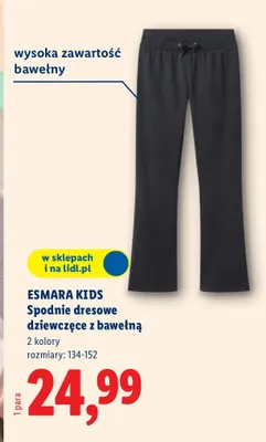 Spodnie dresowe dziewczęce z bawełną promocja w Lidl