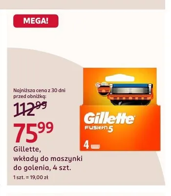 Wkłady do maszynki do golenia Gillette Fusion 5 4-pak promocja w Rossmann