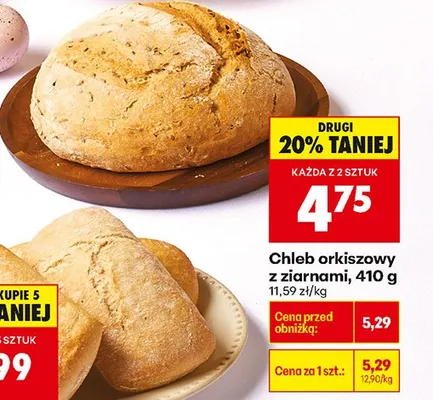 Chleb orkiszowy z ziarnami promocja w Biedronka