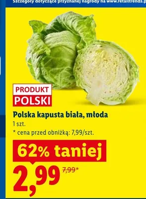 Polska kapusta biała młoda promocja w Lidl