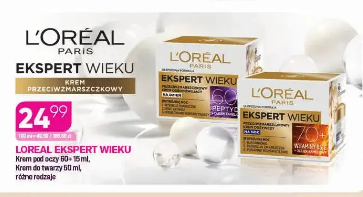 Krem przeciwzmarszczkowy pod oczy 60+ Loreal Ekspert Wieku promocja w Drogerie Koliber
