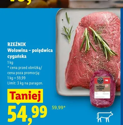 Wołowina polędwica cygańska Rzeźnik promocja w Lidl