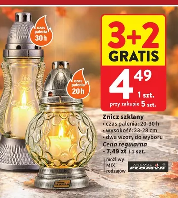 Znicz szklany Płomyk promocja w Intermarche