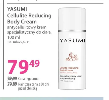 Antycellulitowy krem specjalistyczny do ciała Cellulite Reducing Body Cream Yasumi promocja w Hebe