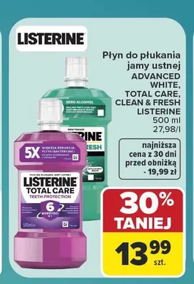 Płyn do płukania jamy ustnej Listerine Advanced White promocja w Carrefour Market