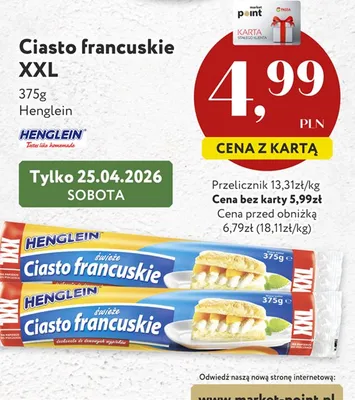 Ciasto francuskie XXL Henglein promocja w Market Point