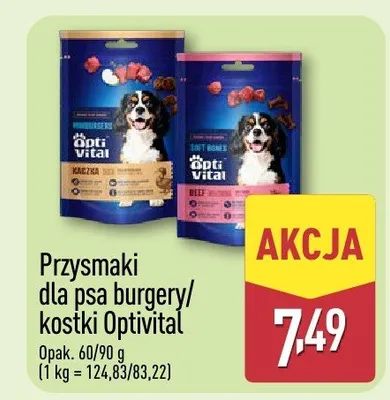Przysmaki dla psa burgery/kostki Optivital Aldi promocja w Aldi